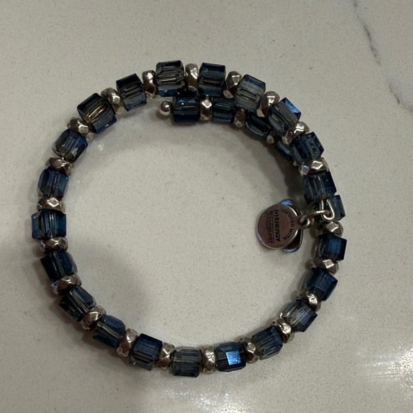 Alex and Ani Blue and Silver Beaded Wrap Bracelet - Picture 4 of 6
